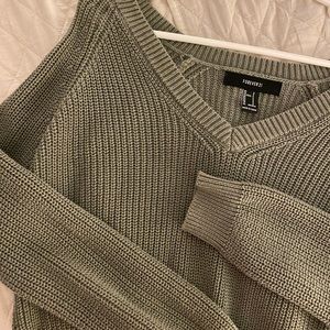 SOLD. Forever21 Cropped Green Knit Sweater